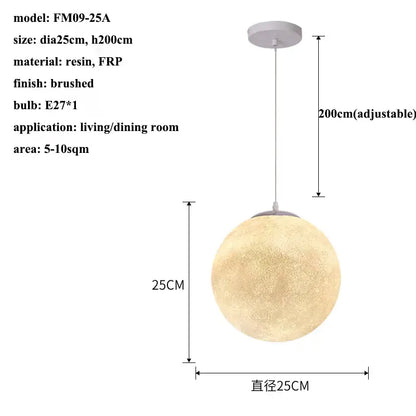Modern cream moon led pendant chandelier for living room