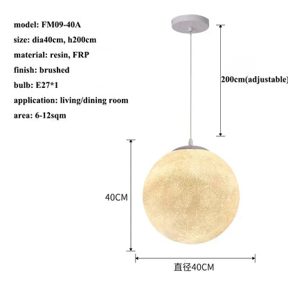 Modern cream moon led pendant chandelier for living room