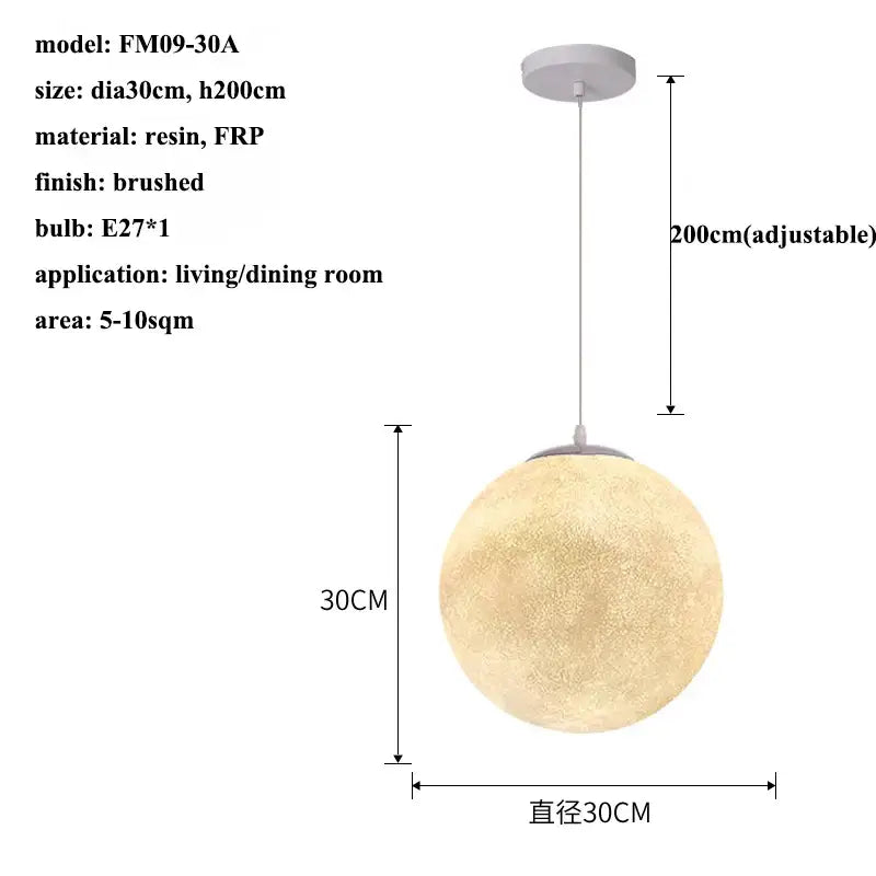 Modern cream moon led pendant chandelier for living room