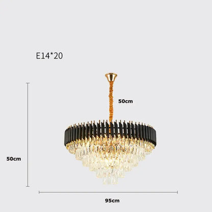 Modern crystal black clear led chandelier for staircase