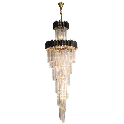 Modern crystal black clear led chandelier for staircase
