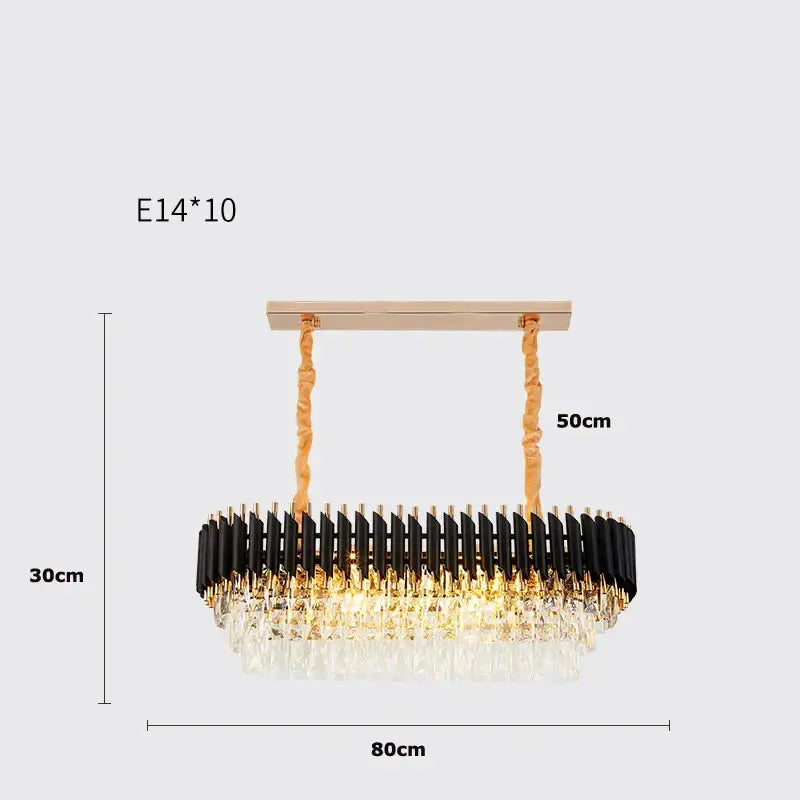 Modern crystal black clear led chandelier for staircase