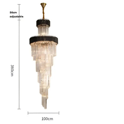 Modern crystal black clear led chandelier for staircase