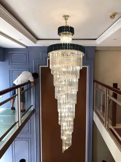 Modern crystal black clear led chandelier for staircase