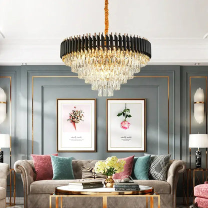 Modern crystal black clear led chandelier for staircase
