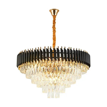 Modern crystal black clear led chandelier for staircase