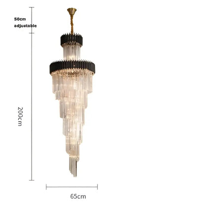 Modern crystal black clear led chandelier for staircase