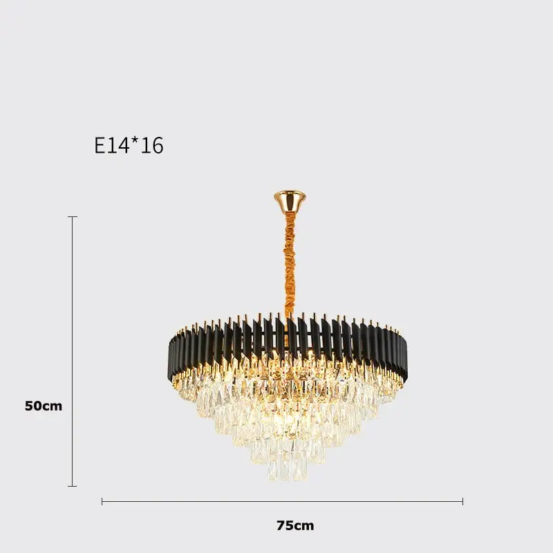 Modern crystal black clear led chandelier for staircase