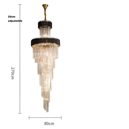 Modern crystal black clear led chandelier for staircase