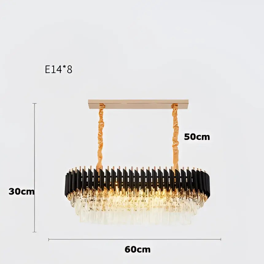 Modern crystal black clear led chandelier for staircase