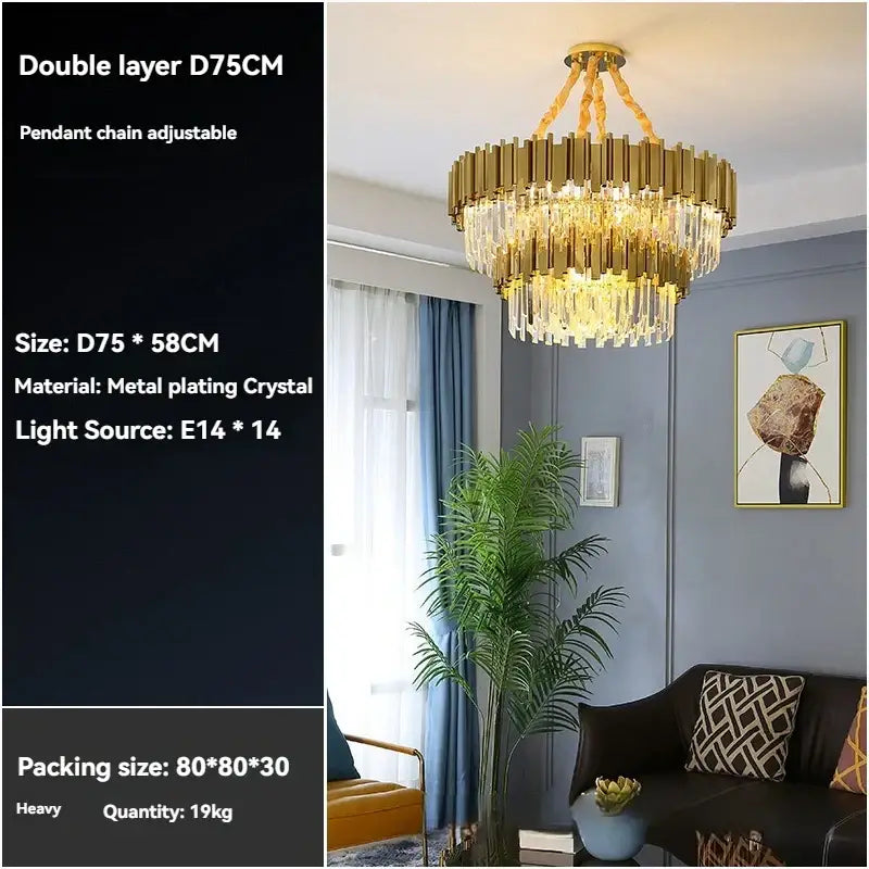 Modern crystal gold chandelier for living room ceiling