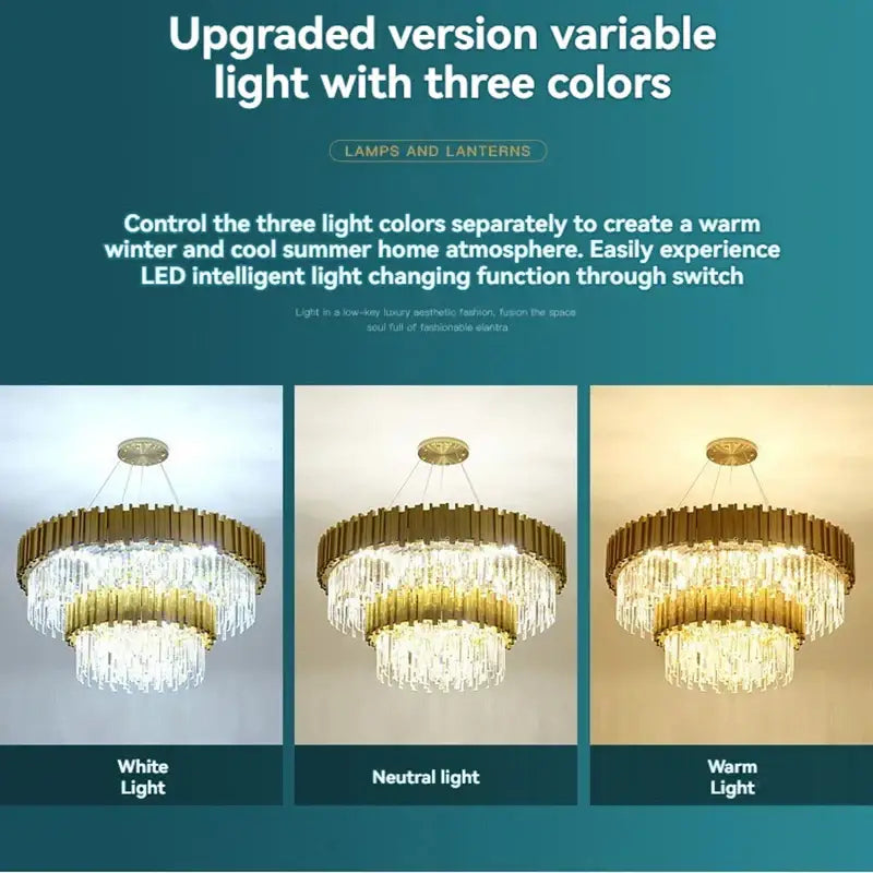Modern crystal gold chandelier for living room ceiling
