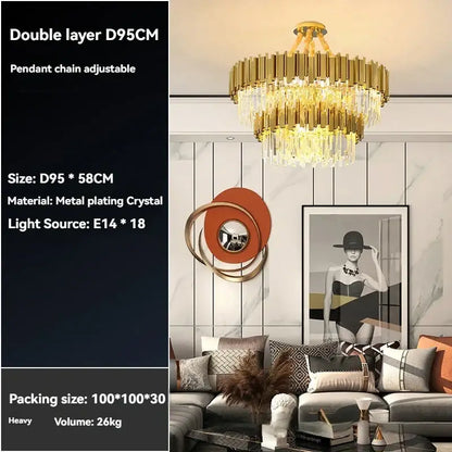 Modern crystal gold chandelier for living room ceiling