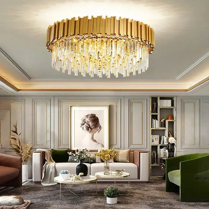 Modern crystal gold chandelier for living room ceiling