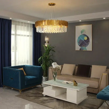 Modern crystal gold chandelier for living room ceiling