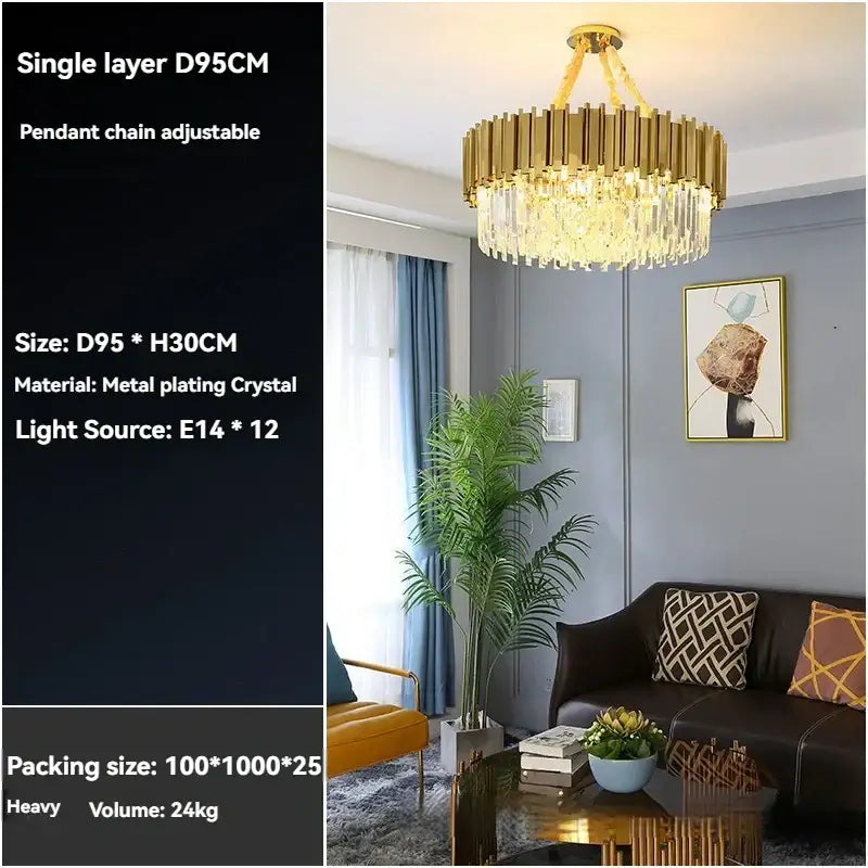 Modern crystal gold chandelier for living room ceiling