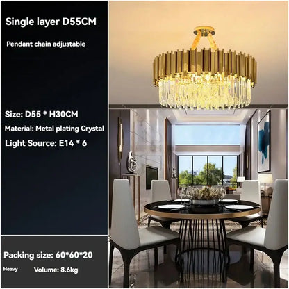 Modern crystal gold chandelier for living room ceiling