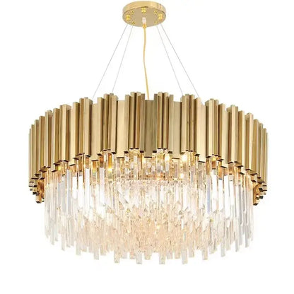 Modern crystal gold chandelier living room rectangular light