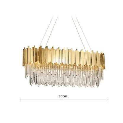 Modern crystal gold chandelier living room rectangular light