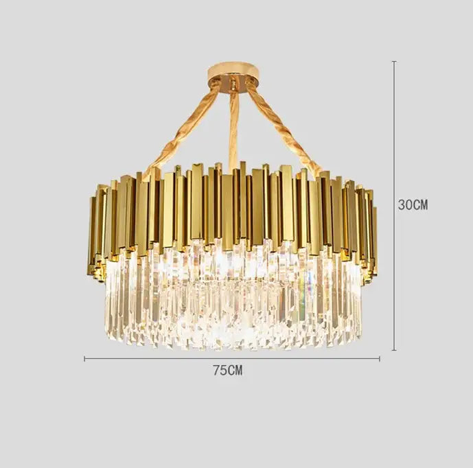 Modern crystal gold chandelier living room rectangular light