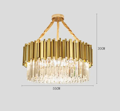 Modern crystal gold chandelier living room rectangular light