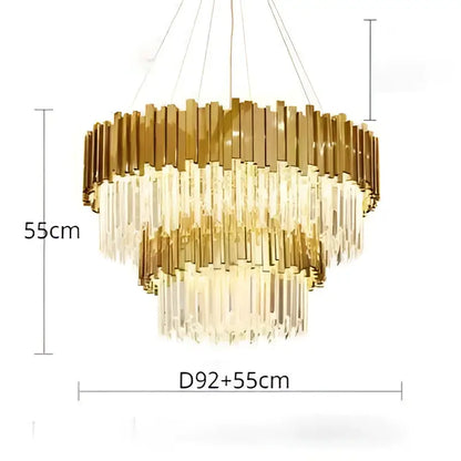 Modern crystal gold chandelier living room rectangular light
