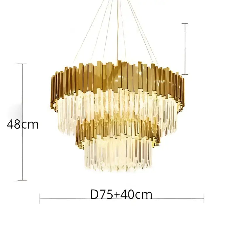 Modern crystal gold chandelier living room rectangular light