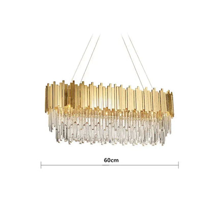 Modern crystal gold chandelier living room rectangular light