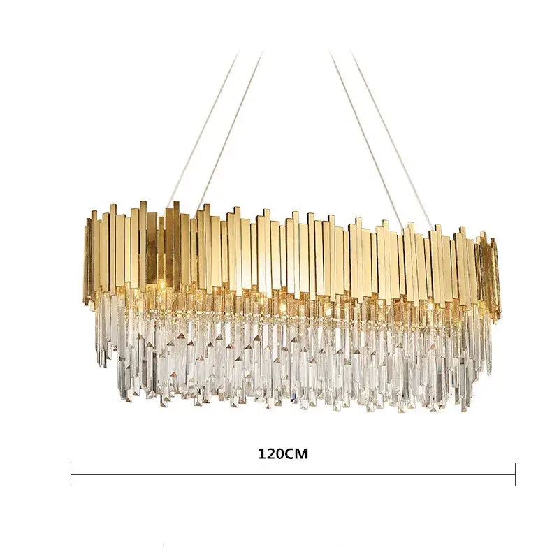Modern crystal gold chandelier living room rectangular light