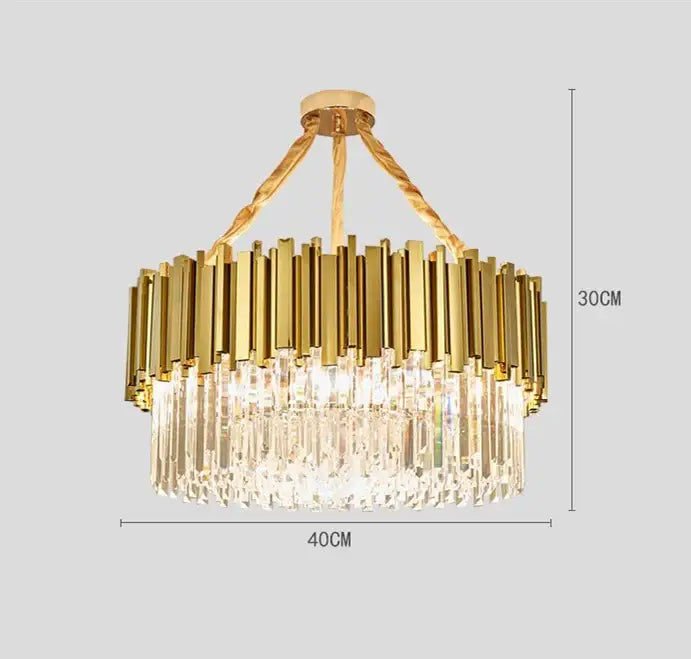 Modern crystal gold chandelier living room rectangular light