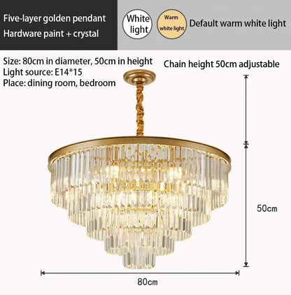 Modern crystal gold led chandelier for living room