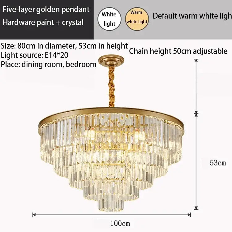 Modern crystal gold led chandelier for living room