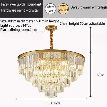 Modern crystal gold led chandelier for living room