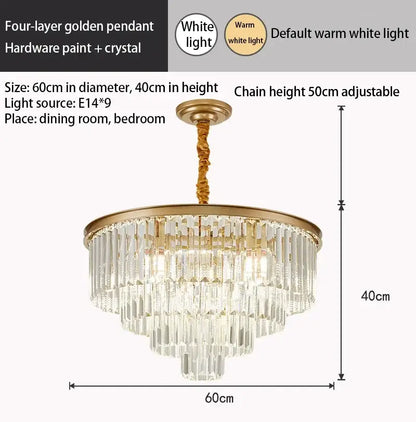 Modern crystal gold led chandelier for living room