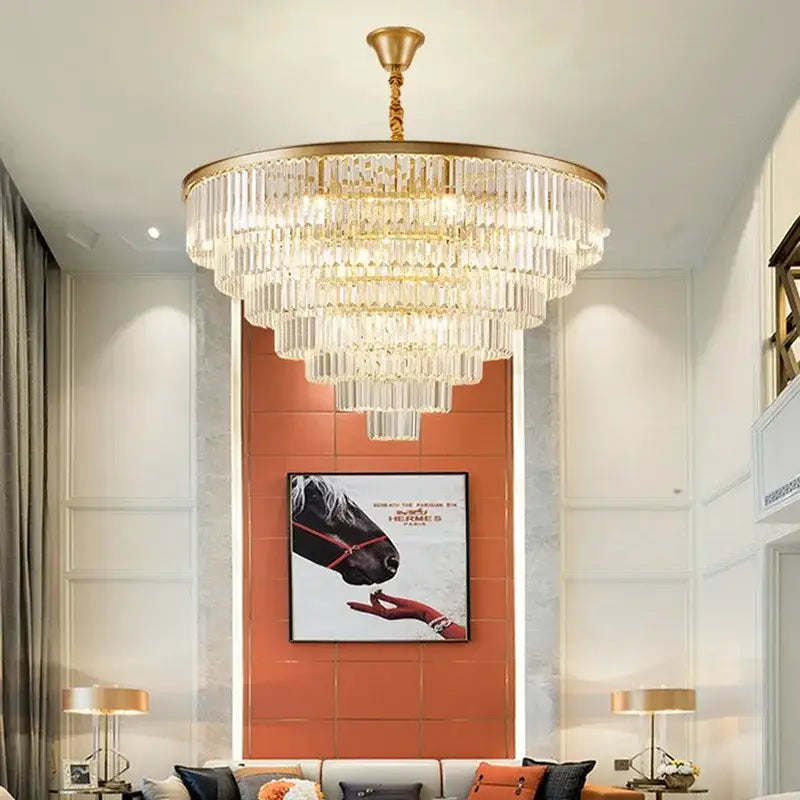 Modern crystal gold led chandelier for living room