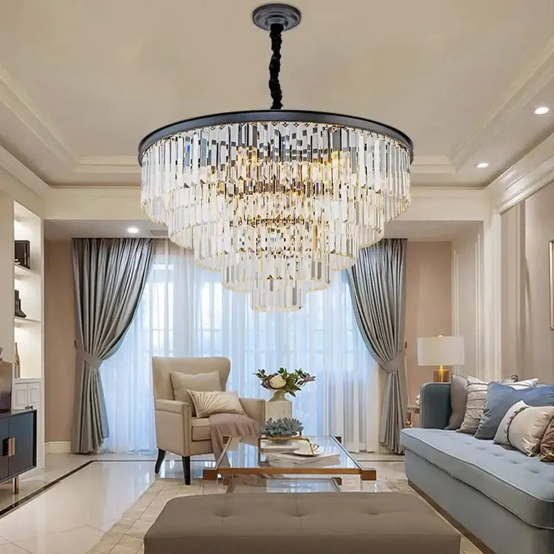 Modern crystal gold led chandelier for living room
