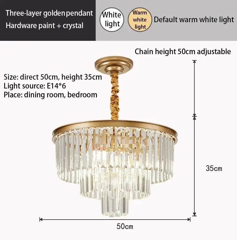 Modern crystal gold led chandelier for living room