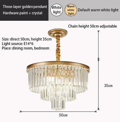 Modern crystal gold led chandelier for living room