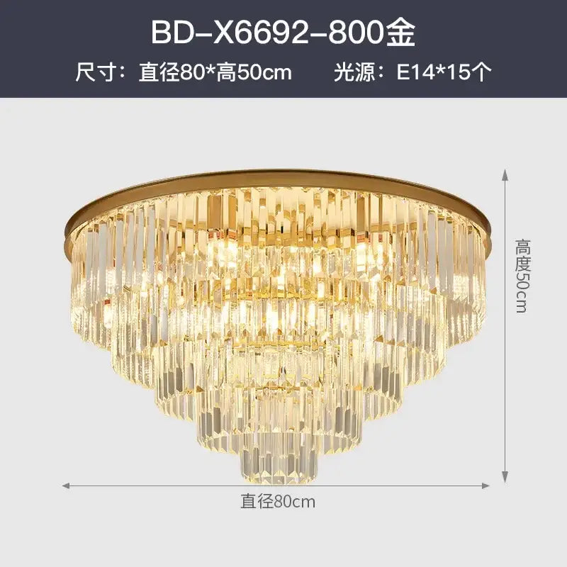 Modern crystal gold led chandelier for living room
