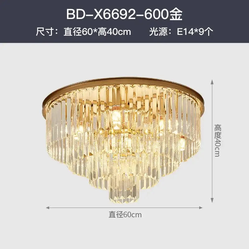 Modern crystal gold led chandelier for living room