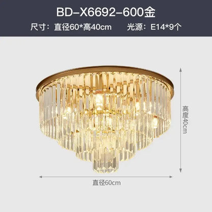 Modern crystal gold led chandelier for living room