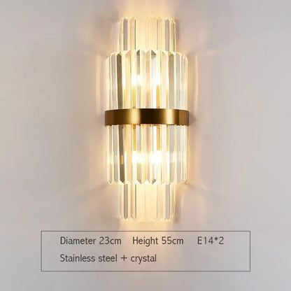 Modern crystal gold led wall sconce bedroom light
