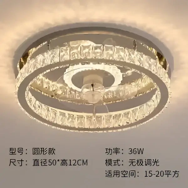Modern crystal led ceiling fan bedroom light fixture