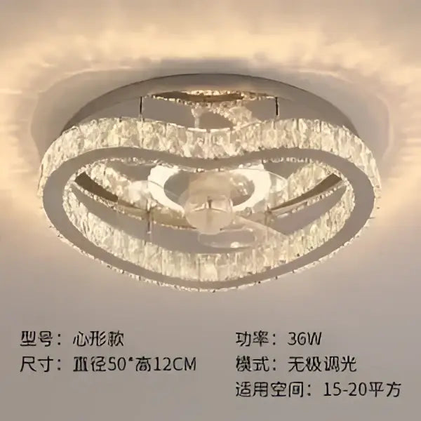 Modern crystal led ceiling fan bedroom light fixture