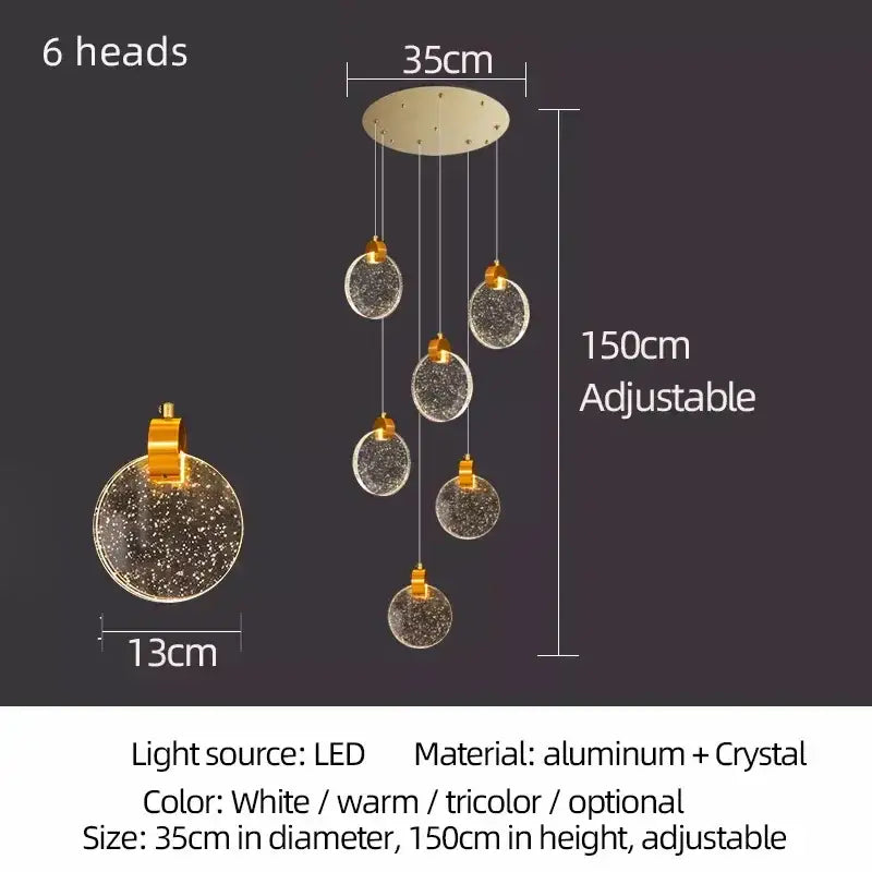 Modern crystal led chandelier living room orb pendant light