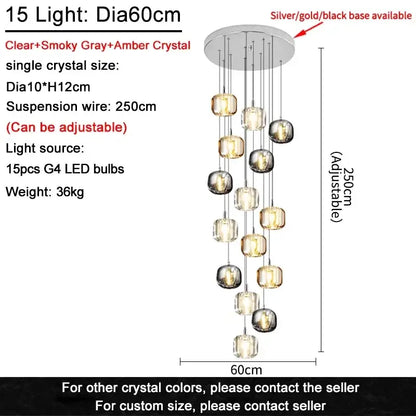 Modern crystal led chandelier living room orb pendant light
