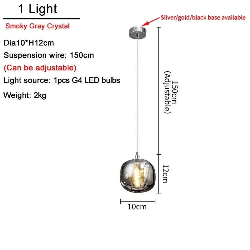Modern crystal led chandelier living room orb pendant light