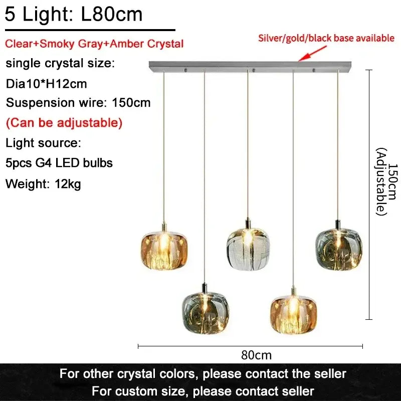 Modern crystal led chandelier living room orb pendant light
