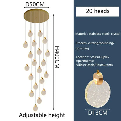 Modern crystal led chandelier living room orb pendant light