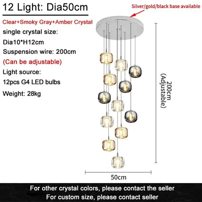 Modern crystal led chandelier living room orb pendant light